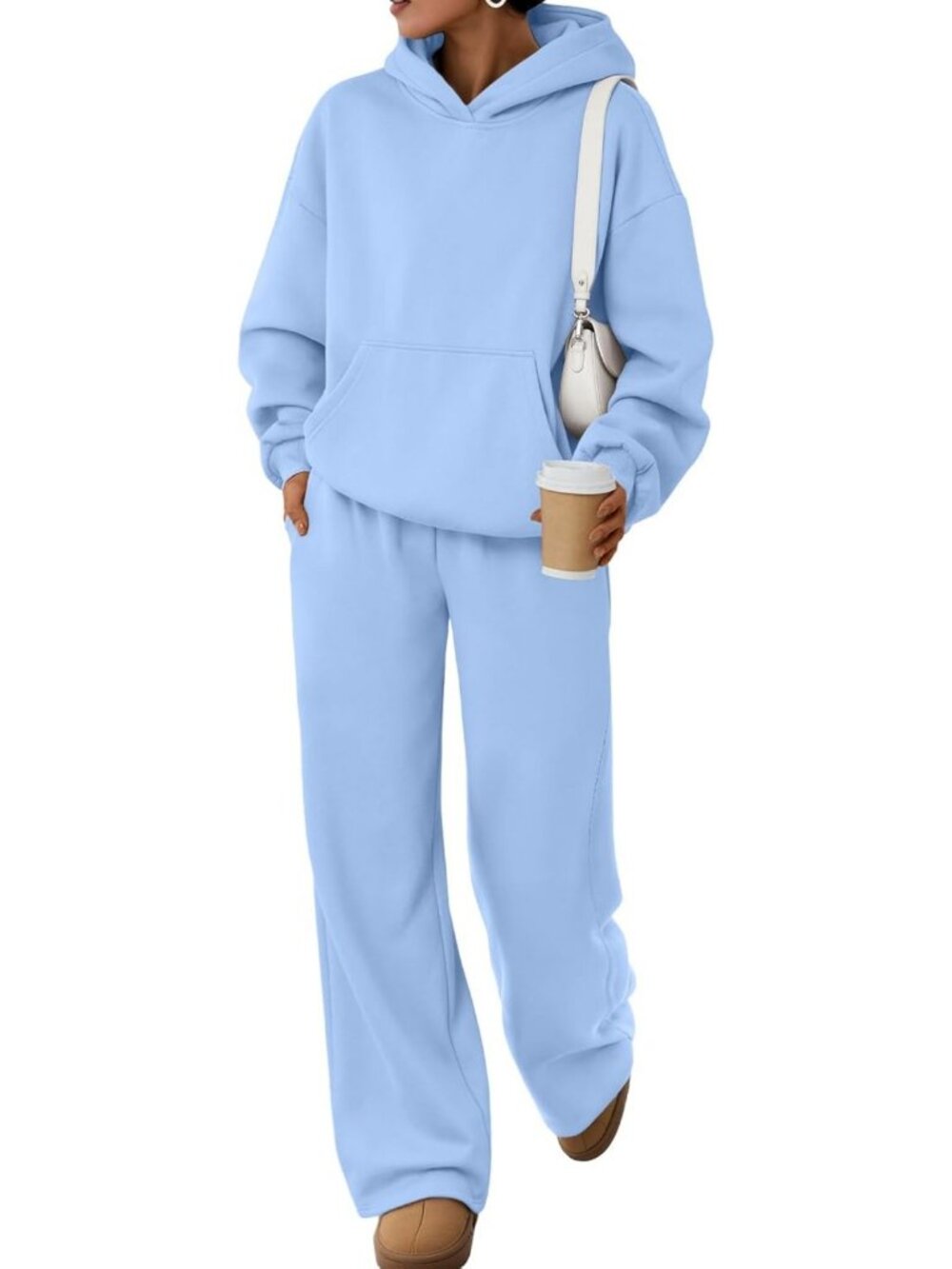 Chic Women's Oversized Hoodie & Wide Leg Pants 2-Piece Lounge Set - Trendy